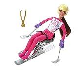 Barbie Careers Doll & Accessories, Winter Sports para Alpine Brunette Skier Doll Wearing Removable Outfit with Sit Ski, Poles & More