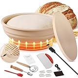 Yacumx Heating Sourdough Bread Proofing Basket Set, Electric Thermostatic Silicone Batter Bowl，Banneton Sourdough Bread Baking Supplies，9 Inch Round Foldable Sourdough Proofing Bowl，White