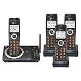 AT&T 4-Headset DECT 6.0 Cordless Home Phone with Large Display, Big Buttons, Answering Machine, Smart Call Blocker, Long Range, Caller ID, Speakerphone, Intercom: CL82418 (Charcoal Black)