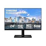 Samsung 24” FT45 Series FHD 1080p Computer Monitor, 75Hz, IPS Panel, HDMI, DisplayPort, USB Hub, Ultra Thin Bezels, Ergonomic Design, Height Adjustable Stand, 3 Year Warranty, LF24T454FQNXGO, Black