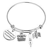 UJIMS Writer Charm Bracelet - A Writer Is A World Trapped In A Person Literary Gift For Author, Novelist Writing Jewelry For Her