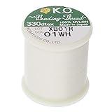 KO Nylon Beading Thread, White Color, Japanese Pre-Waxed 100% Nylon, 330TEX, Tangle Resistant Knotting Cords, 50m /55 yds Spool, Use for Seed Bead Projects, Loom Work & Bead Weaving
