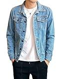 DAVID.ANN Men's Classic Denim Trucker Jacket Casual Jean Coat,Light Blue,X-Large