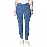 No nonsense Classic Leggings-Jeggings for Women with Real Back Pockets, High Waisted Stretch Jeans, Light Denim, Large