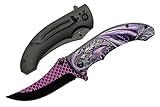 SZCO Supplies 8” Purple Dragon Assisted Open Liner Lock EDC Upsweep Folding Knife (300551-PU)