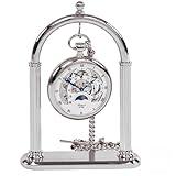 TAURISH Pocket Watch Display Stand Full Arch Chrome Metal Holder for Pocket Watches, Antique Clocks, & Collectibles -Chrome finish ( Watch Not Included )