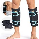 SuzziPad 360° Cold Pack for Calf, Shin, Arm & Elbow – Ice Wrap with Dual-Cover Design, Adjustable Velcro Straps, Leakproof & Reusable Cold Compress for Post-Workout Recovery (2 Packs), Black