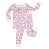 Little Sleepies Two-Piece Pajama Set for Baby Boys and Baby Girls, Toddler Pajamas, Kids Pajamas, Tee Pant 2-Piece Kids PJs Set, Snug Fit, Pink Breakfast Buddies, 2T