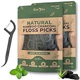 Biodegradable Floss Picks | 100 Count (2 Pack) | Mint Flavor, Candililla Wax | Sustainable & Reusable | Vegan & Cruelty-Free | Bamboo Floss Picks, Bamboo Toothpicks