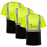 SAFIELD Hi Vis Safety Shirts for Men Reflective,High VisibilityYellow Construction Work T-Shirt Short Sleeve 3 and 5 Pack