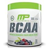 MusclePharm Essentials BCAA Powder, Pre & Post Workout Recovery Drink, Supports Muscle Recovery & Energy Production, Essential Amino Acids Supplement, 30 Servings, Blue Raspberry Flavor