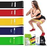 TechStone Resistance Bands Set for Men and Women, Pack of 5 Different Levels Elastic Band for Home Gym Long Exercise Workout – Great Fitness Equipment for Training, Yoga – Free Carrying Bag (Blue)