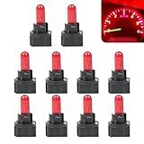 Flygun 10 PCS Car T5 Halogen Instrument Light, 12V 1.2W Single-filament Air Conditioning Indicator Light Brake Light, Plug and Play Non-destructive Installation, Universal Car Lighting Bulb (Red)