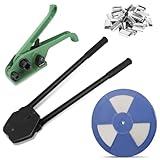 Banding Strapping Kit，Pallet Strapping kit,Poly Strapping Tensioner,Banding Tool，Include4000" PP Band,118 Metal Sealing Buckles and Sealing Tools, Heavy Duty Pallet Packaging Strapping Tools