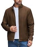 COOFANDY Men's Spring Fall Jacket Zip Front Cotton Jacket Casual Lightweight Jacket with Pockets Brown