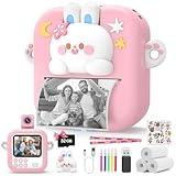 Skirfy Kids Camera Instant Print,48MP Instant Print Camera for Kids, Pink Digital Camera Toys for Kids with Print Paper & 32GB Card, Birthday Gifts for Girls Age 3-12