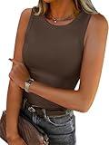ANRABESS Womens Sleeveless High Neck Tank Tops Fashion Summer Casual Basic Slim Fit Ribbed Racerback Top Shirt Clothes Brown-XL