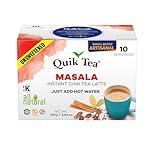 QuikTea Vegan Unsweetened Masala Instant Chai Tea Latte - 10 Count Single Box - Convenient, Easy Ayurvedic Dairy Free Alternative - All Natural Non GMO Superfood