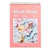 Ddaowanx Mixed Media Sketchbook, 9x12 inches Sketch Pad 60 Sheets (98lb/160gsm) Heavyweight Drawing Papers, Top Spiral Bound Hardcover Watercolor Paper, for Wet and Dry Media (1)