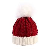 MOHYS Christmas Hat Kids Knitted Santa Hat for Children Infant Baby Xmas Winter Holiday Party Dress up, 0 to 6 Years Old(Red)