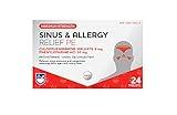 Rite Aid Sinus & Allergy Relief PE Tablets, Maximum Strength- 24 Count | Antihistamine and Nasal Decongestant | 4 Hour Medication | Nasal Allergy and Congestion Relief Tablets