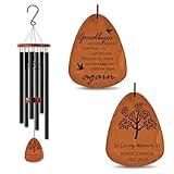 Personalized Wind Chimes Memorial, Custom Engraved Double-Sided Wooden Pendant Chime, Commemorative Sympathy Bereavement Gifts for Loss of Mom, Dad or Loved One, Outdoor Garden Decor(25.5/32/37 Inch)