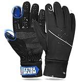 MOREOK Winter Gloves for Men Women-Warm Thermal Ski Snow Touchscreen Bicycle Bike Gloves for Cycling,Hiking,Cold Weather,Running,Skiing,Motorcycle-Black-XL