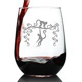 Bevvee Monkey Stemless Wine Glass - Fun Wild Animal Themed Decor and Gifts for Lovers of Apes and Monkeys - Large 17 Oz Glasses