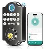 Smart Door Lock WiFi Deadbolt: HEANTLE Keyless Entry Front Door Lock Fingerprint Electronic Digital Keypad Deadbolt with Alexa Voice App Remote Control Auto Lock Matte Black