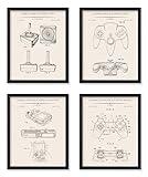 Poster Master 4-Piece Gaming Blueprint Poster - Video Game Patent Print - Joystick Art - Controller Art - Technical Drawing Art - Gameboy Art - Office or Kid's Room Decor - 11x14 UNFRAMED Wall Art