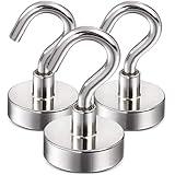 DIYMAG Magnetic Hooks, 22Lbs Facilitate Hook for Cruise, Home, Kitchen, Workplace, Office and Garage, 3 Packs (Silver)