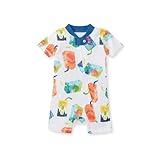 Burt's Bees Baby Unisex Baby Short Sleeve Pajamas, One-Piece Sleeper Romper PJs, Snug Fit for Infants 3 to 24 Months, Juice Box