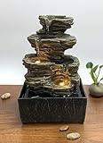 Nature's Mark Cascading Rock Tabletop Water Fountain with Natural River Rocks and LED Lights 9" Height (Power Cord Attached)