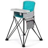 Bright Starts by Summer Pop ‘n Dine SE Highchair, Sweet Life Edition, Aqua Sugar Color - Portable Space Saver High Chair for Indoor/Outdoor Dining with Fast, Easy, for 6 Months - 45 Pounds