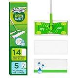 Swiffer Sweeper 2-in-1 Dry + Wet Floor Mopping and Sweeping Kit, Multi-Surface Kit for Floor Cleaning, Kit Includes 1 Sweeper, 14 Dry Sweeping Cloths, 5 Wet Mopping Cloths