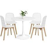 Mid Century Modern Round Dining Table Set for 4 with Chairs in Dining Room, Small Kitchen, Office, Cafe, Restaurants