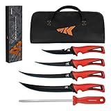 KastKing Intimidator Bait Knife and Filet Knives, Ultra-Sharp G4116 German Stainless-Steel Blades, Fresh or Saltwater, Non-Slip Handle, Durable Storage Bag, and Honing Rod