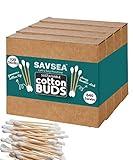 SAVSEA Bamboo Cotton Earbuds,Swabs, 320 Stems, 640 Swabs (Pack Of 4), Cotton Buds Suitable For Adult And Baby, Multipurpose Double Tip Cotton Swabs With Sustainable Bamboo Better Than Wooden Stick