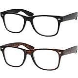 Yogo Vision Magnifying Glasses for Reading, High Magnificaiton One Power Magnifier Readers 2 Pack: Black Frame, Brown Havana Frame 7.5