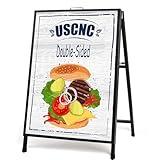 24 x 36 Inch A Frame Sign Double-Sided Folding Sandwich Board Heavy Duty Slide-in Sidewalk Signboard for Outdoor Street Advertising Poster(Frame only，No white board)