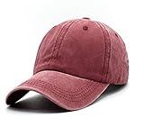 Unisex Vintage Washed Distressed Baseball Cap Twill Adjustable Dad Hat,C-burgundy,One Size