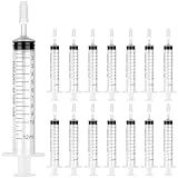 24 Pack 12ml/cc Plastic Syringe with Tip Cap, Small Sterile Syringe Individually Sealed, for Scientific Labs, Measuring, Watering,refilling, Pets, Medical Student, Oil or Glue Applicator
