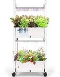Hydroponics Growing System,AOONEG 28Pods Indoor Herb Garden with LED Grow Light,Hydroponics Growing System Kit with Automatic Timer,Pump System,Adjustable Height (No Seed,Glossy White, 2Layer-28Pods)