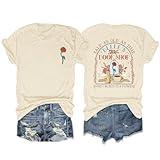 sunlifeus Belles Book Shop Shirts for Women Magic Kingdom Shirt Beauty Princess Bookish T-Shirt Magical Vacation Graphic Tees(Apricot,L)