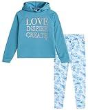 RBX Girls' Active Sweatsuit - 2 Piece Fleece Crop Pullover Hoodie Sweatshirt and Yoga Leggings - Clothing Set for Girls, 7-16, Size 10-12, Cameo Teal