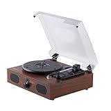 Amazon Basics Desktop Turntable Vinyl Record Player with Bluetooth and Built-in Speakers, 3-Speed, Black