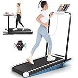 Under Desk Treadmill with Incline, 300lbs Walking Pad Treadmill with Handle Bar& Remote Control, 2.5HP Folding Treadmill for Home/Office, Installation-Free Jogging Running Electric Machine