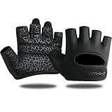 RYMNT Minimal Weight Lifting Gloves,Short Micro Workout Gloves Grip Pads with Full Palm Protection & Extra Grip for Men Women Weightlifting,Gym,Exercise Training.BK-Small