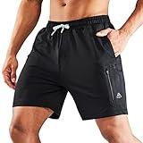 Haimont Gym Shorts for Men 7 Inch Men's Athletic Shorts with Pockets Breathable for Sports Running Fitness Workout Exercise, Black, S