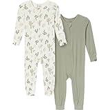 Modern Moments by Gerber Unisex Baby 2-Pack Footless Tight Fitting Pajamas, Ivory Cactus